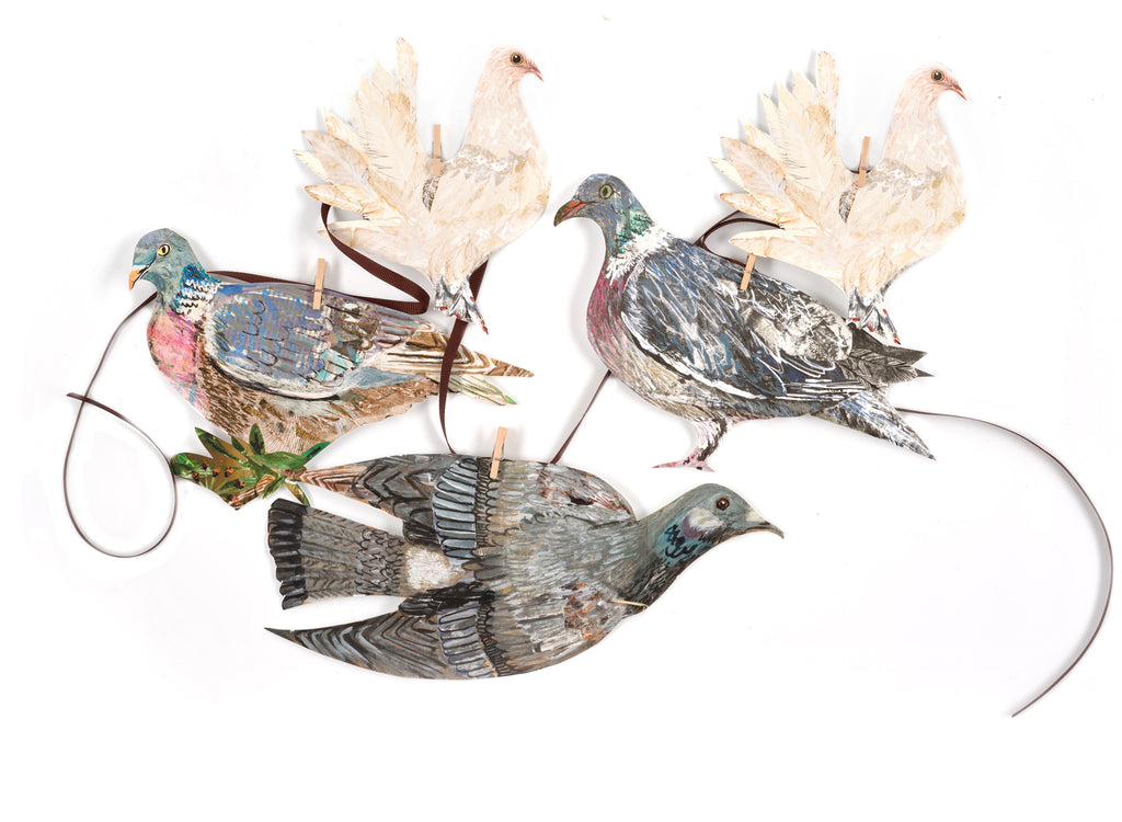 Handmade Pigeon/Dove fine art paper garland
