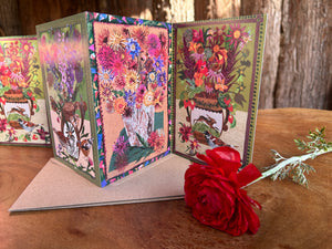 Fantastic florals Fold out concertina greeting card.