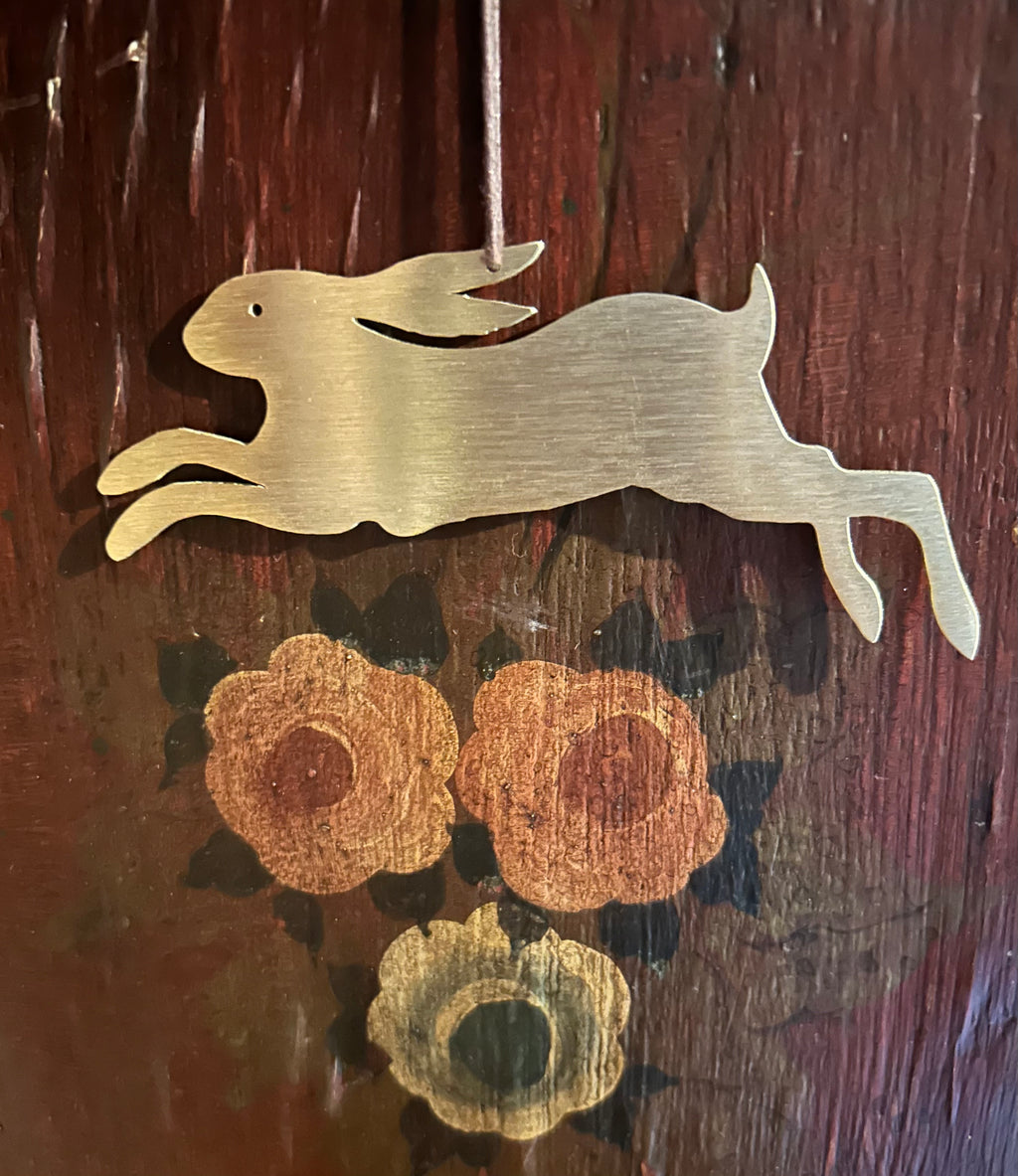 Brushed brass Leaping hare decoration