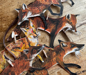 Handmade Fox fine art paper garland