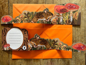 Autumn Mouse Fold out trifold greeting card.