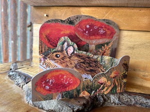 Autumn Mouse Fold out trifold greeting card.