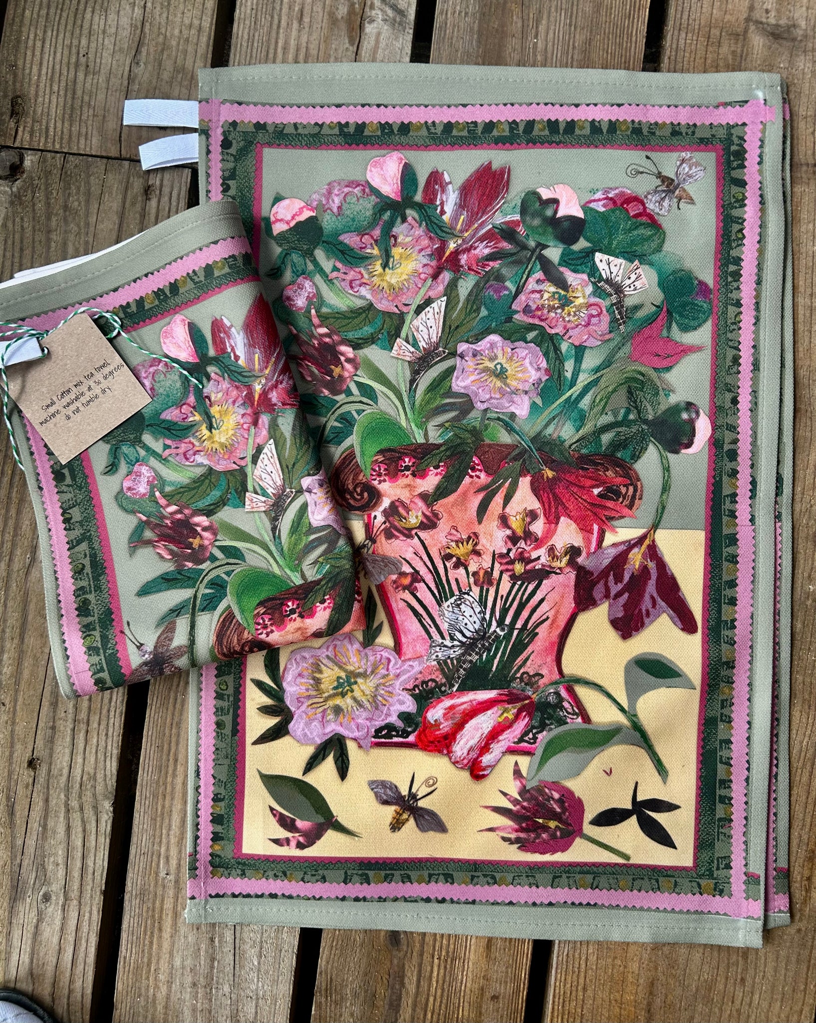 Tulips & Peonies Cotton Mix Tea Towel