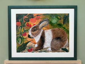 Tomato Patch - Original Mixed Media Framed Painting.