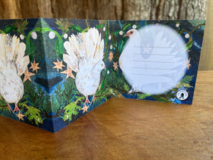 Fantail dove Fold out concertina greeting card.