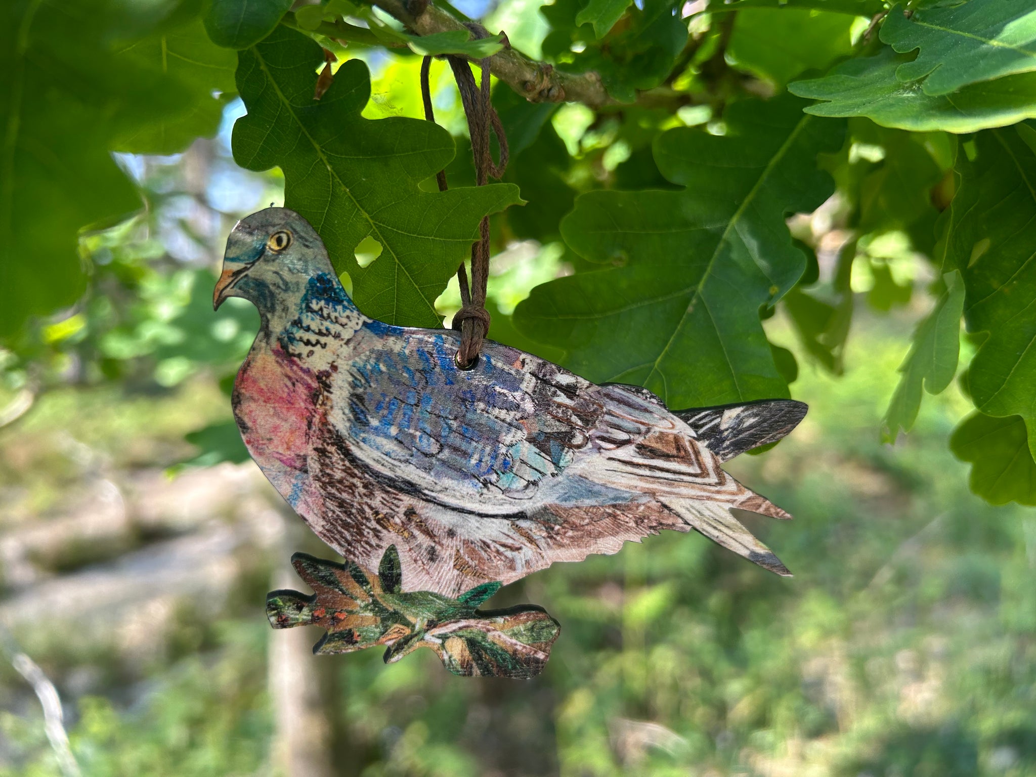 Mr Wood Pigeon wooden decoration