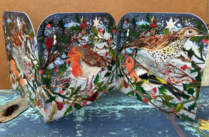 Winter Birds Fold out concertina greeting card.