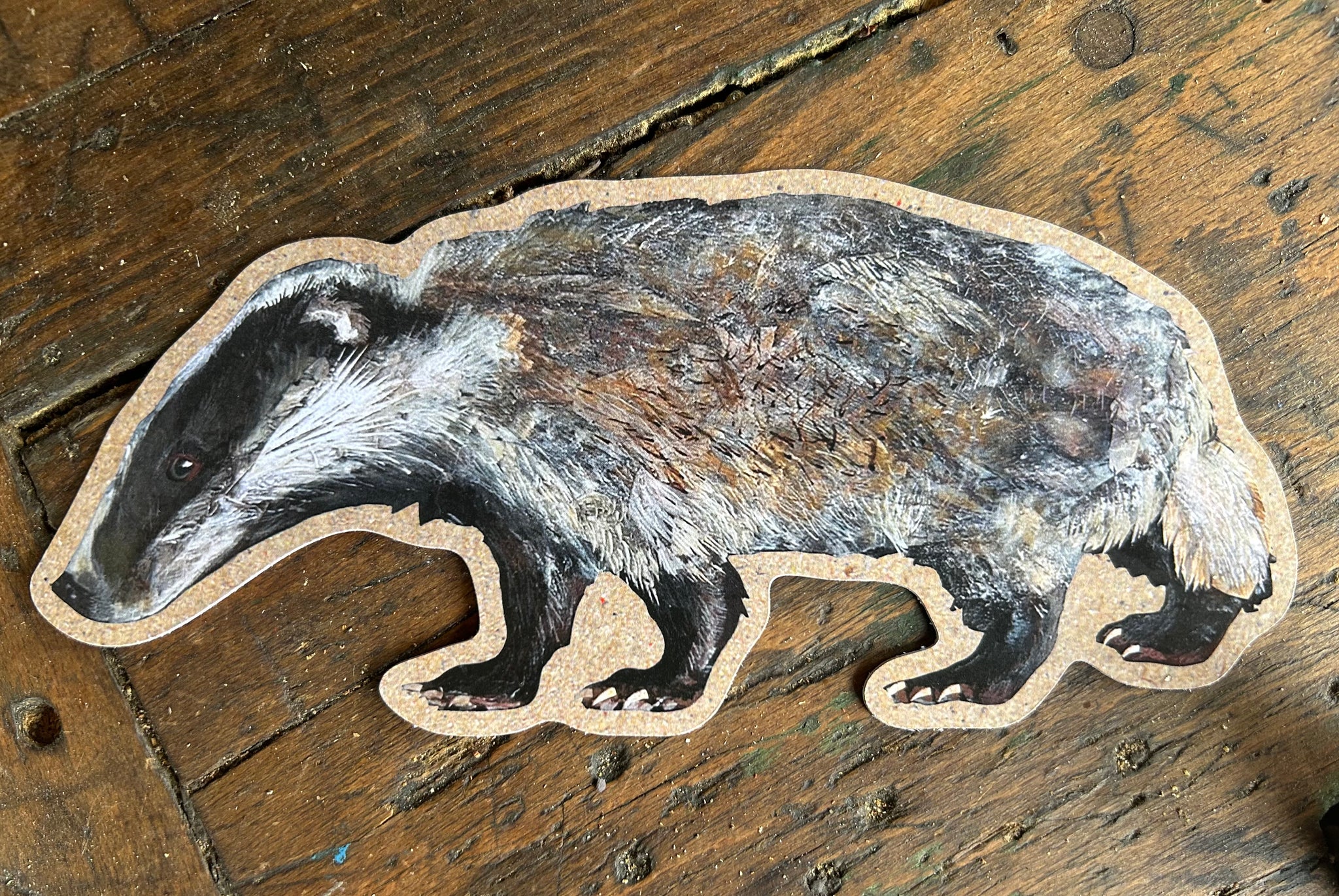 Mr Badger custom cut postcard