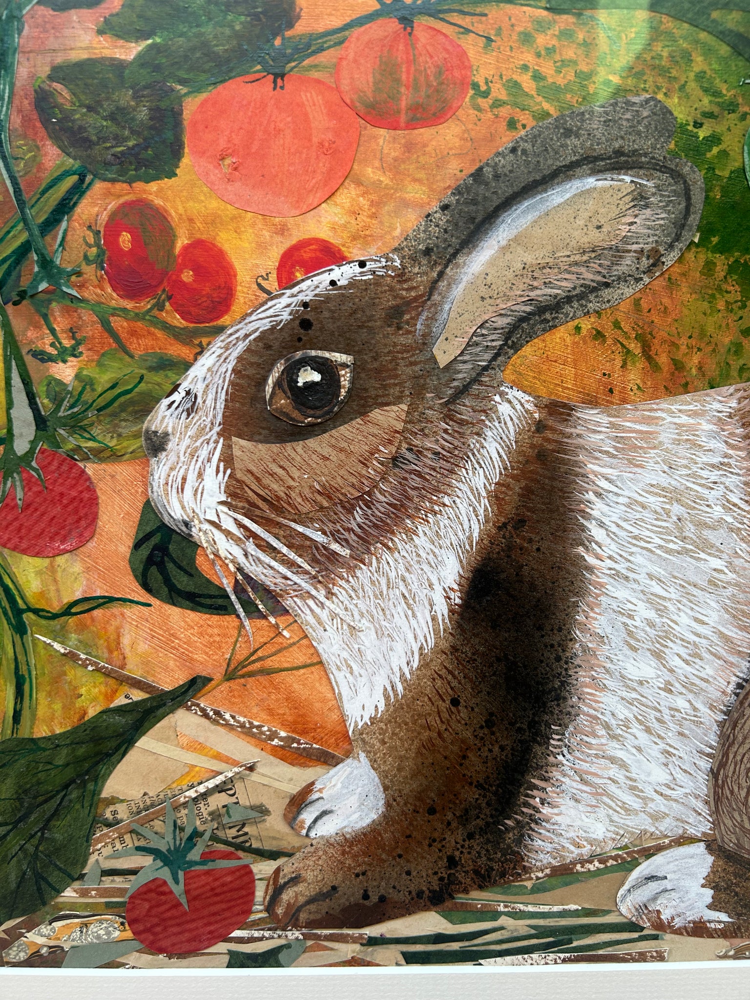 Tomato Patch - Original Mixed Media Framed Painting.