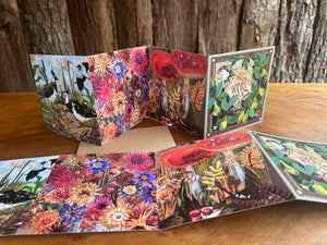 The Four Seasons Fold out concertina greeting card.