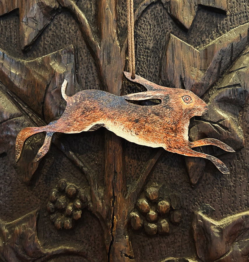 Running Hare wooden decoration