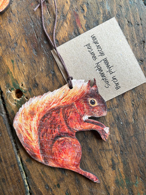 Red squirrel wooden decoration