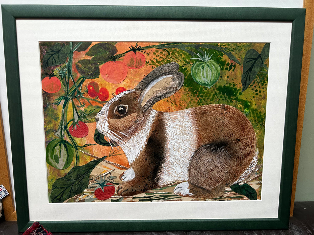 Tomato Patch - Original Mixed Media Framed Painting.