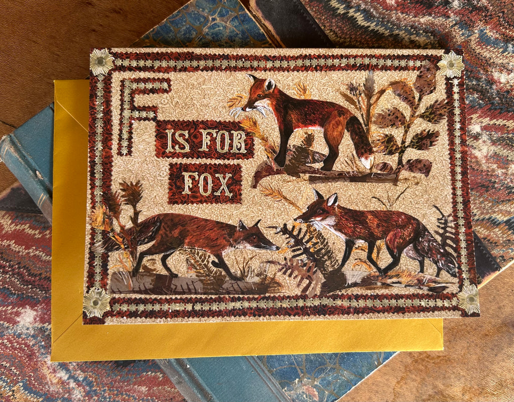 F is for Fox- Blank Greeting card.