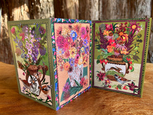 Fantastic florals Fold out concertina greeting card.