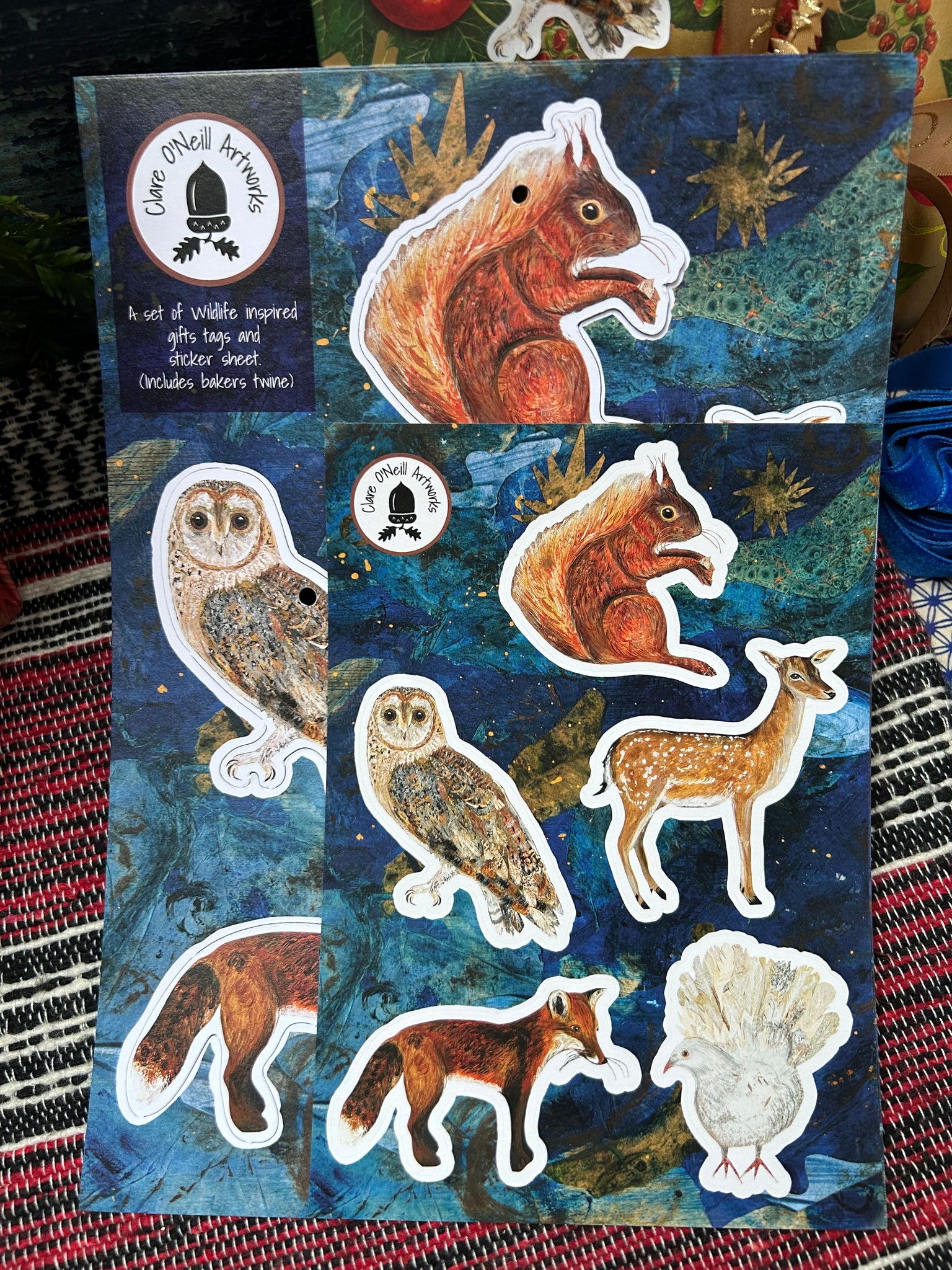 Set of Wildlife inspired gift tags and sticker sheet