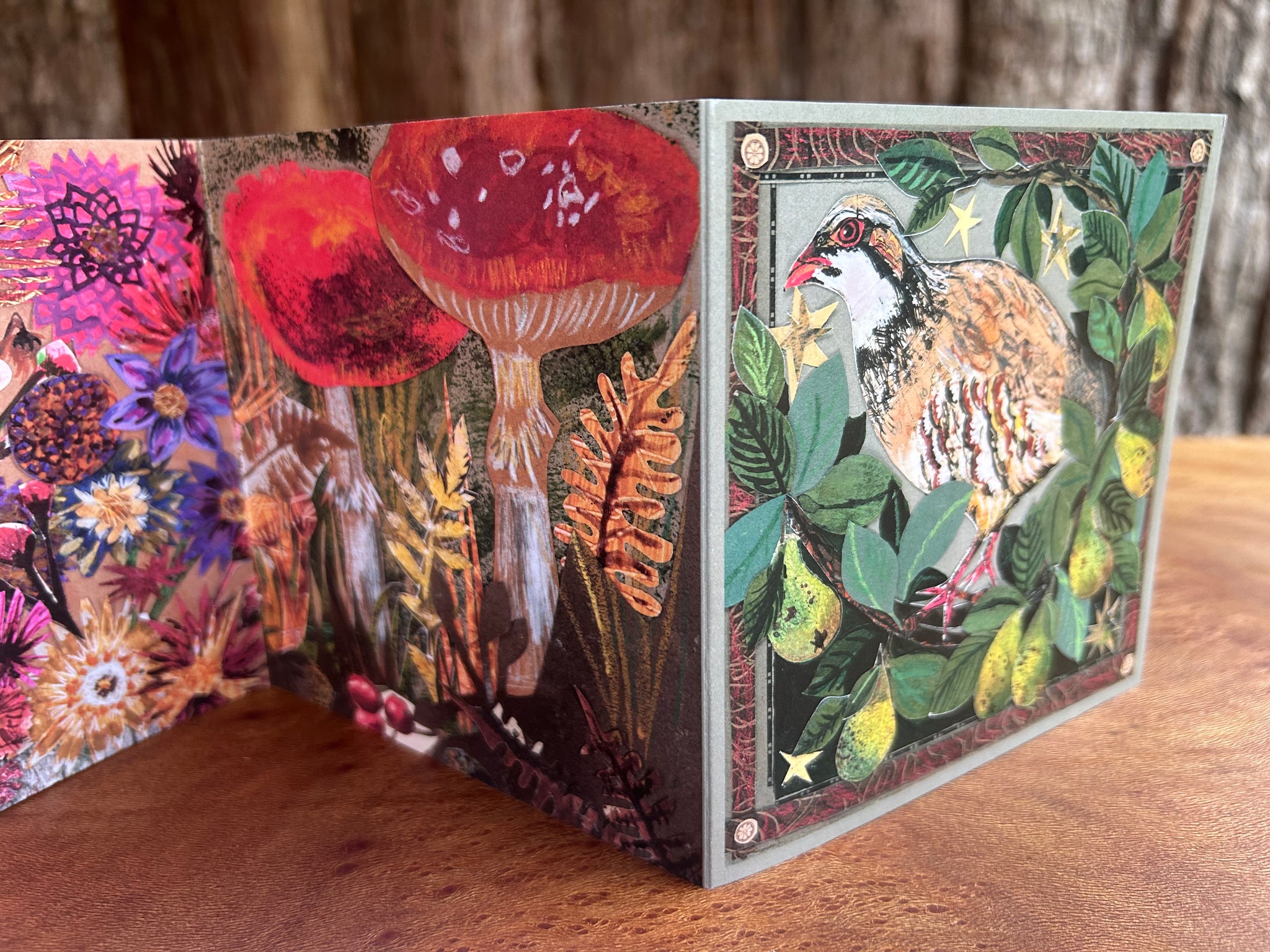 The Four Seasons Fold out concertina greeting card.