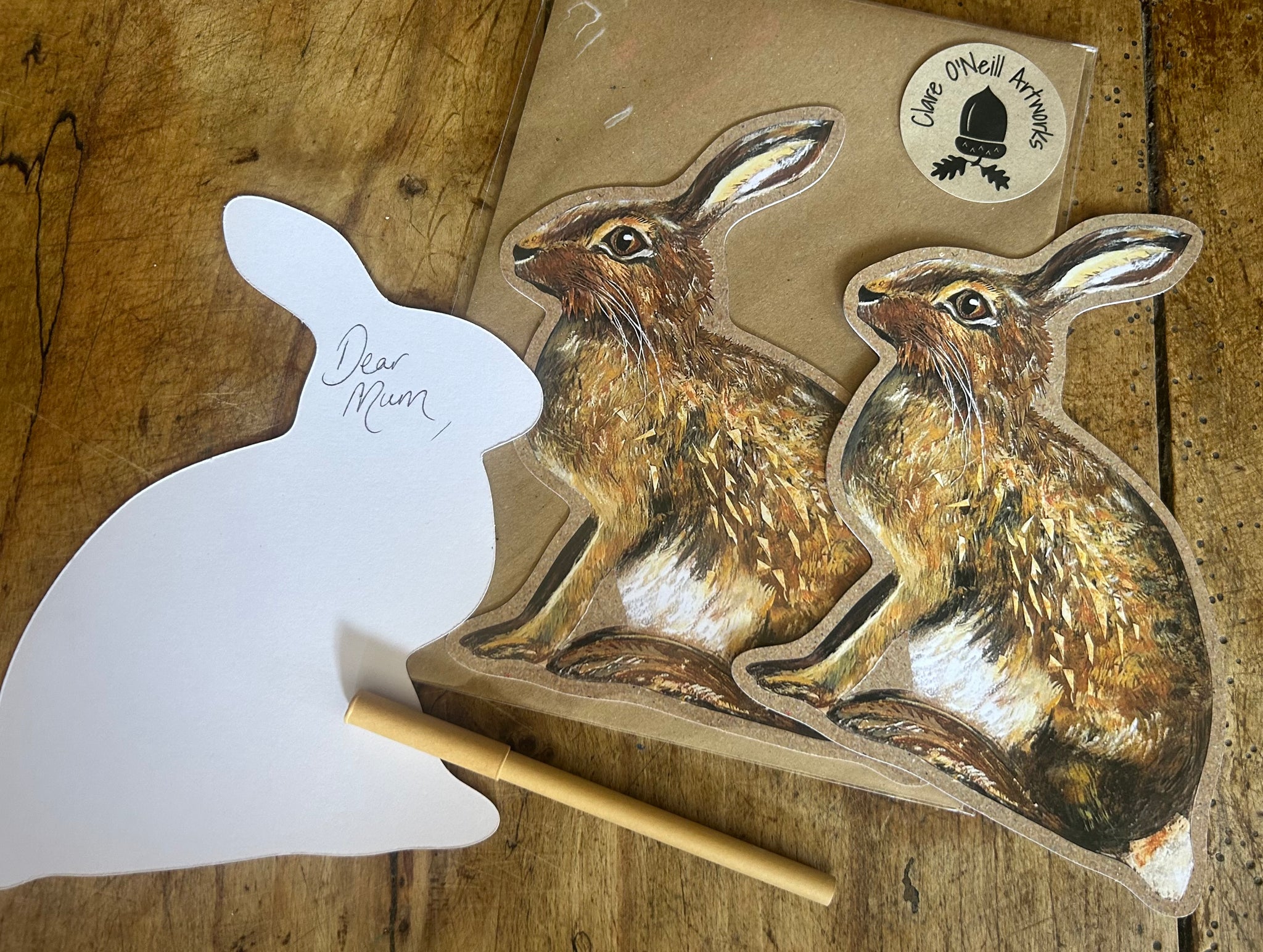 Brown Hare custom cut postcard