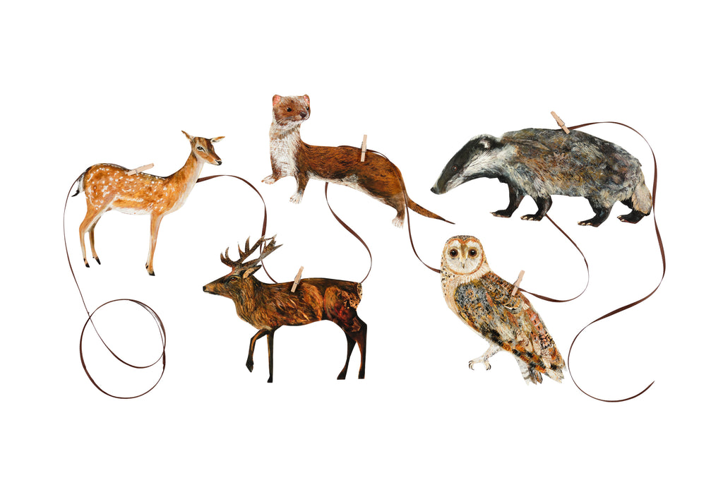 Handmade Forest Friends fine art paper garland