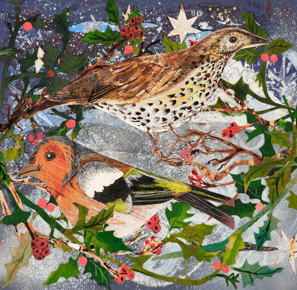 Festive birds square art print