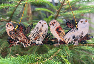 Owls on a branch wooden decoration