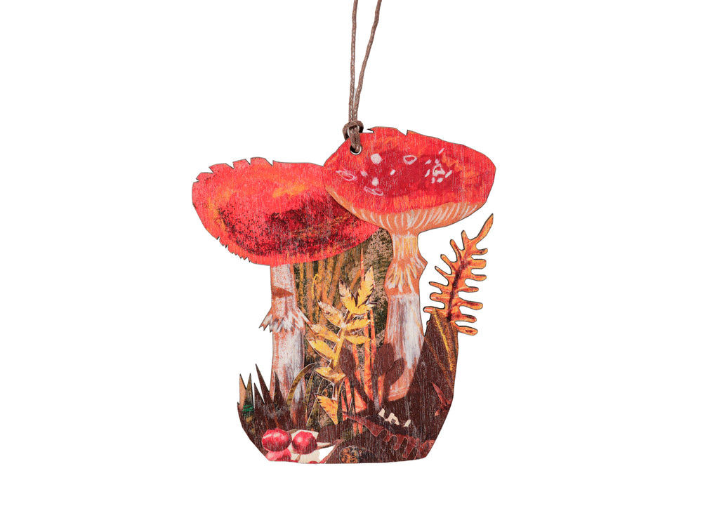 Toadstools birch plywood decoration