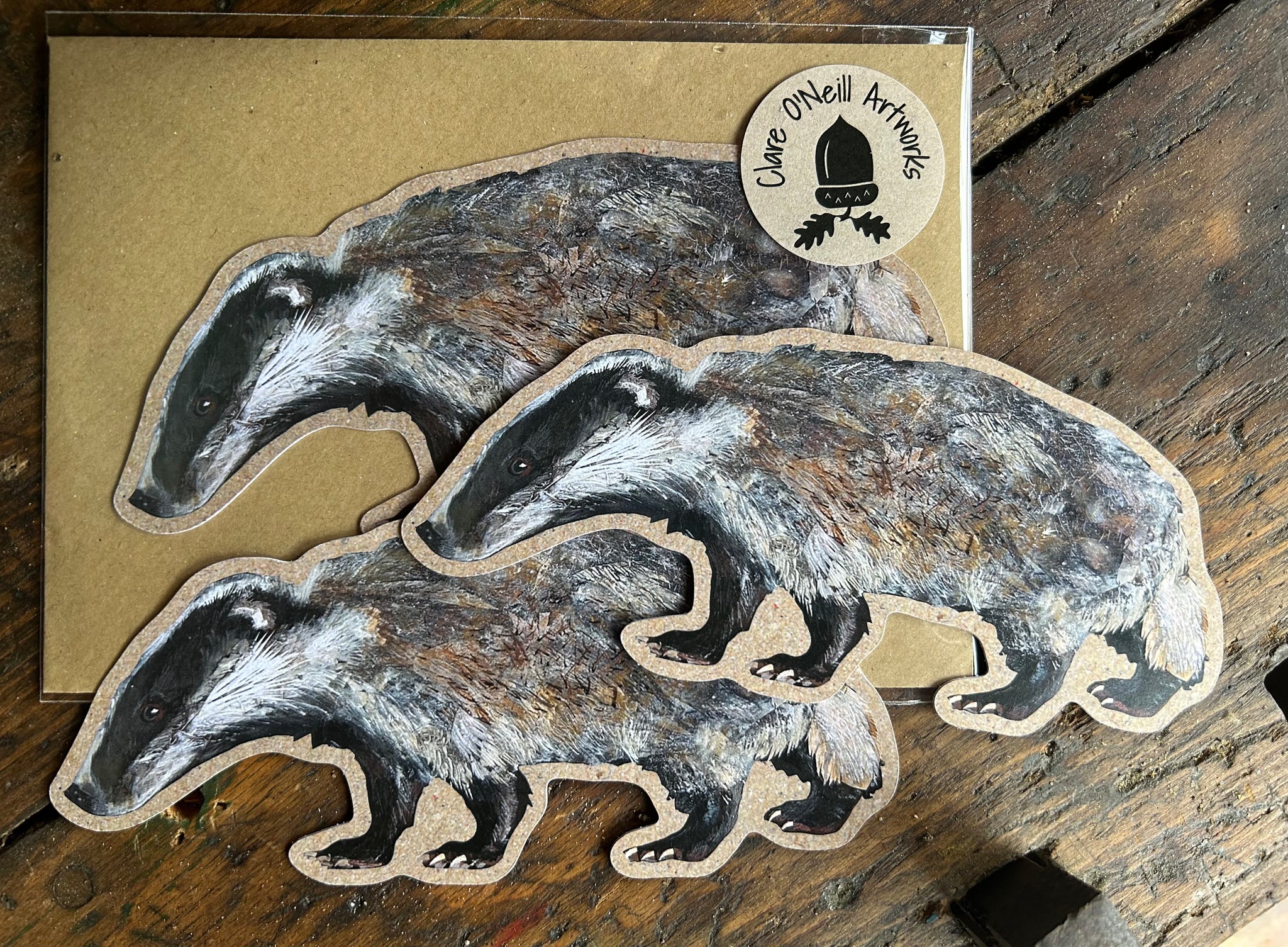 Mr Badger custom cut postcard