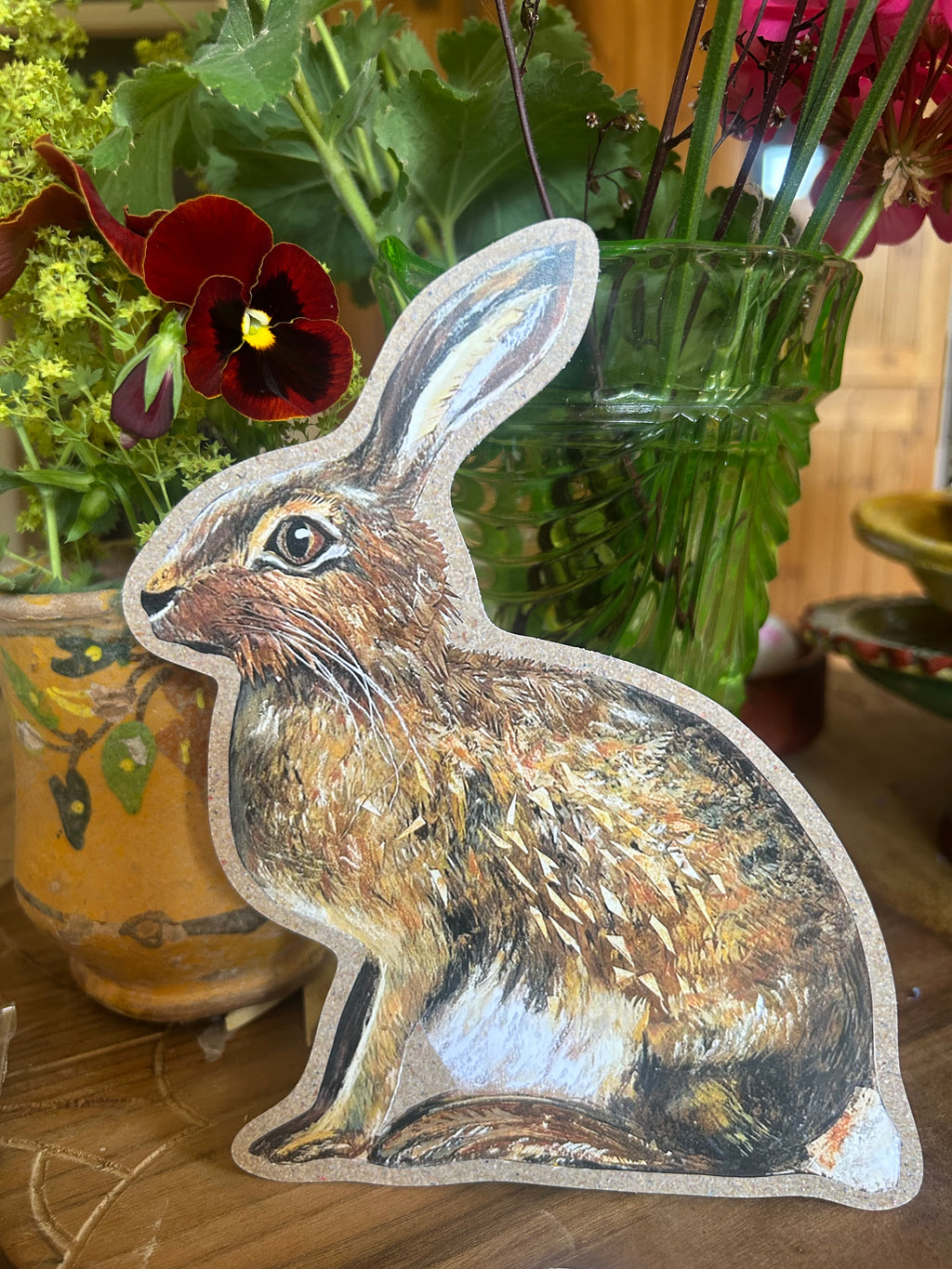Brown Hare custom cut postcard
