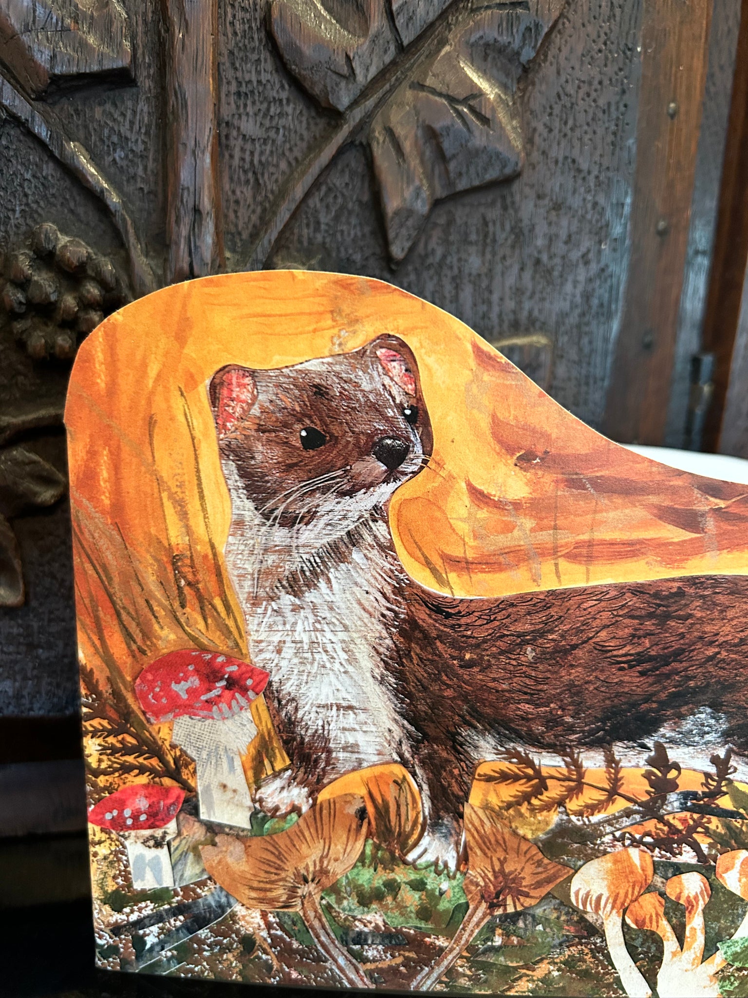 Autumn Weasel die cut blank Greeting Card