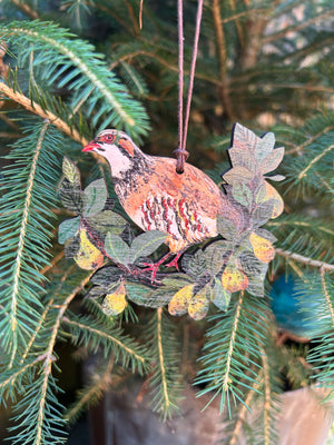 Partridge in the pear tree wooden decoration