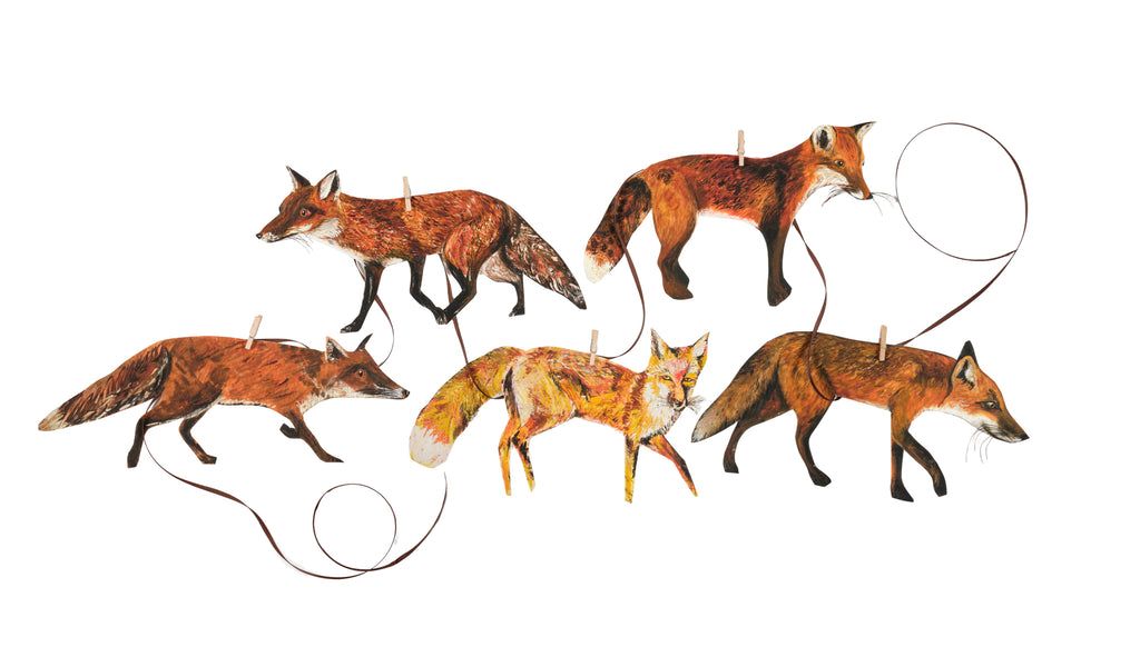 Handmade Fox fine art paper garland