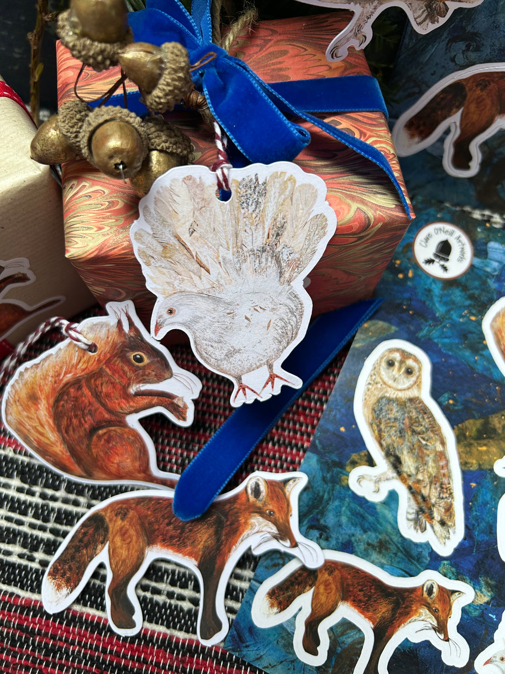 Set of Wildlife inspired gift tags and sticker sheet