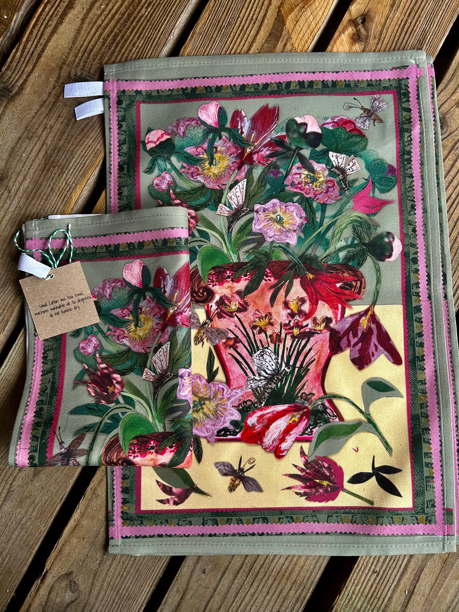 Tulips & Peonies Cotton Mix Tea Towel