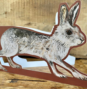 Mountain Hare die cut blank Greeting Card