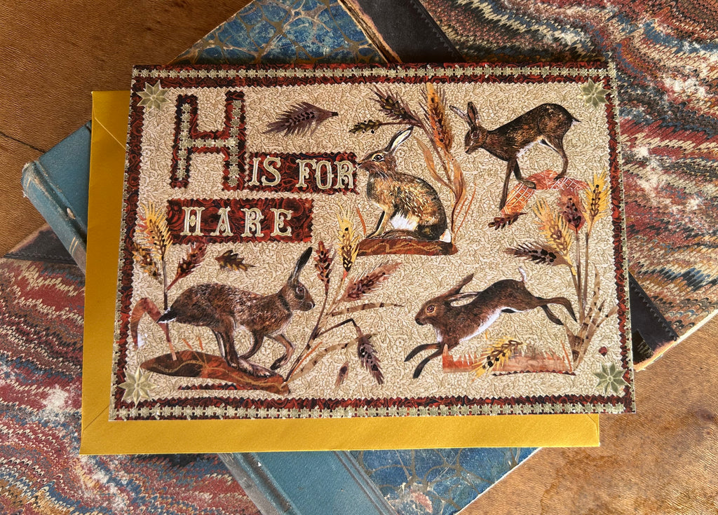 H is for Hare- Blank Greeting card.