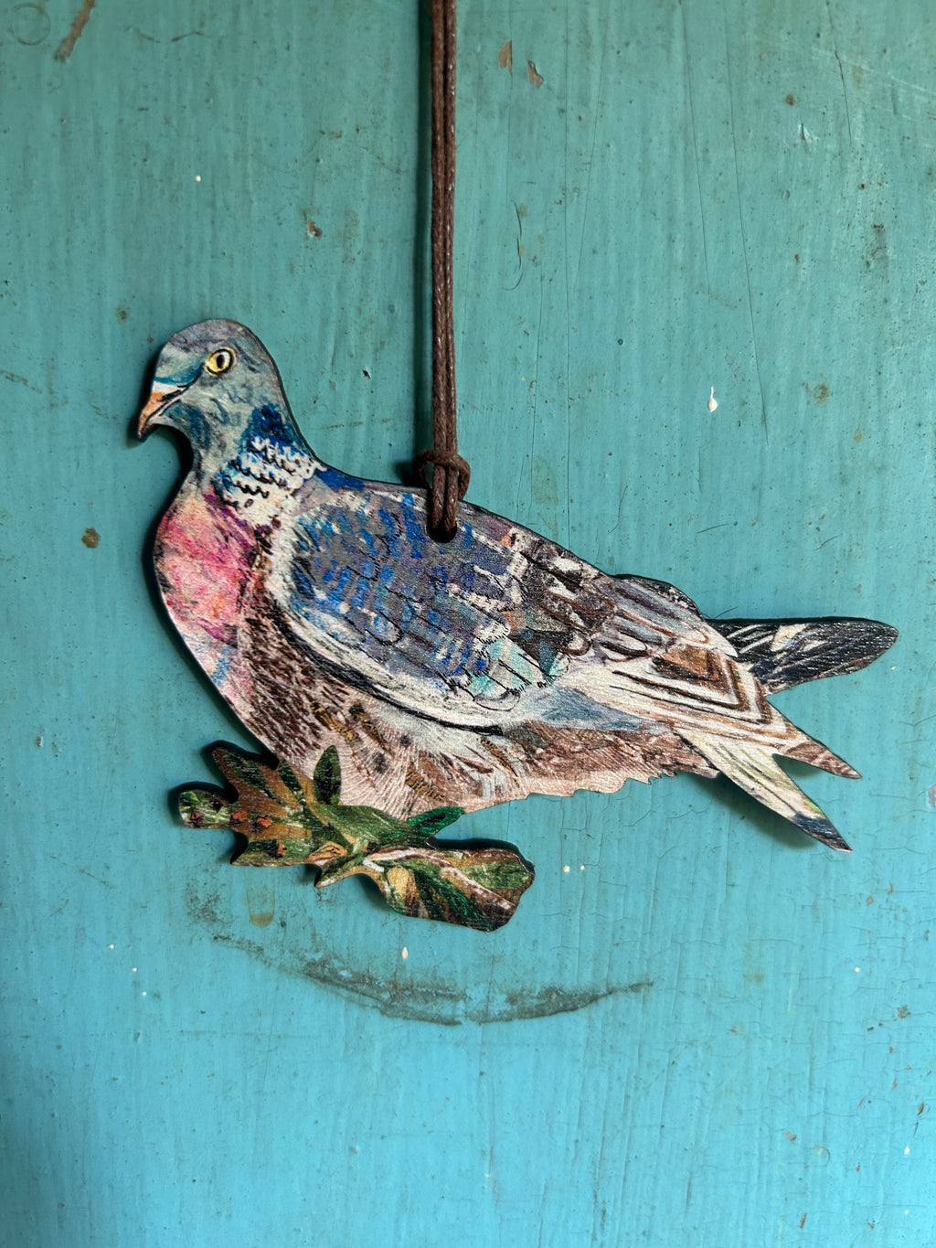 Mr Wood Pigeon wooden decoration