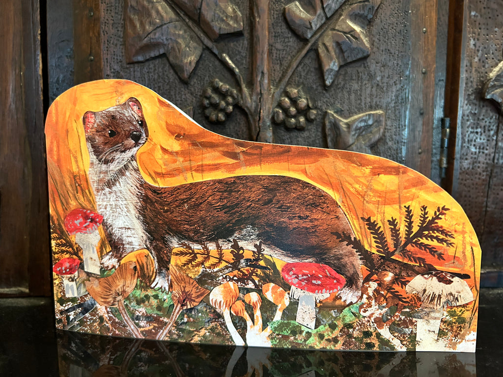 Autumn Weasel die cut blank Greeting Card