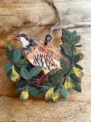 Partridge in the pear tree wooden decoration