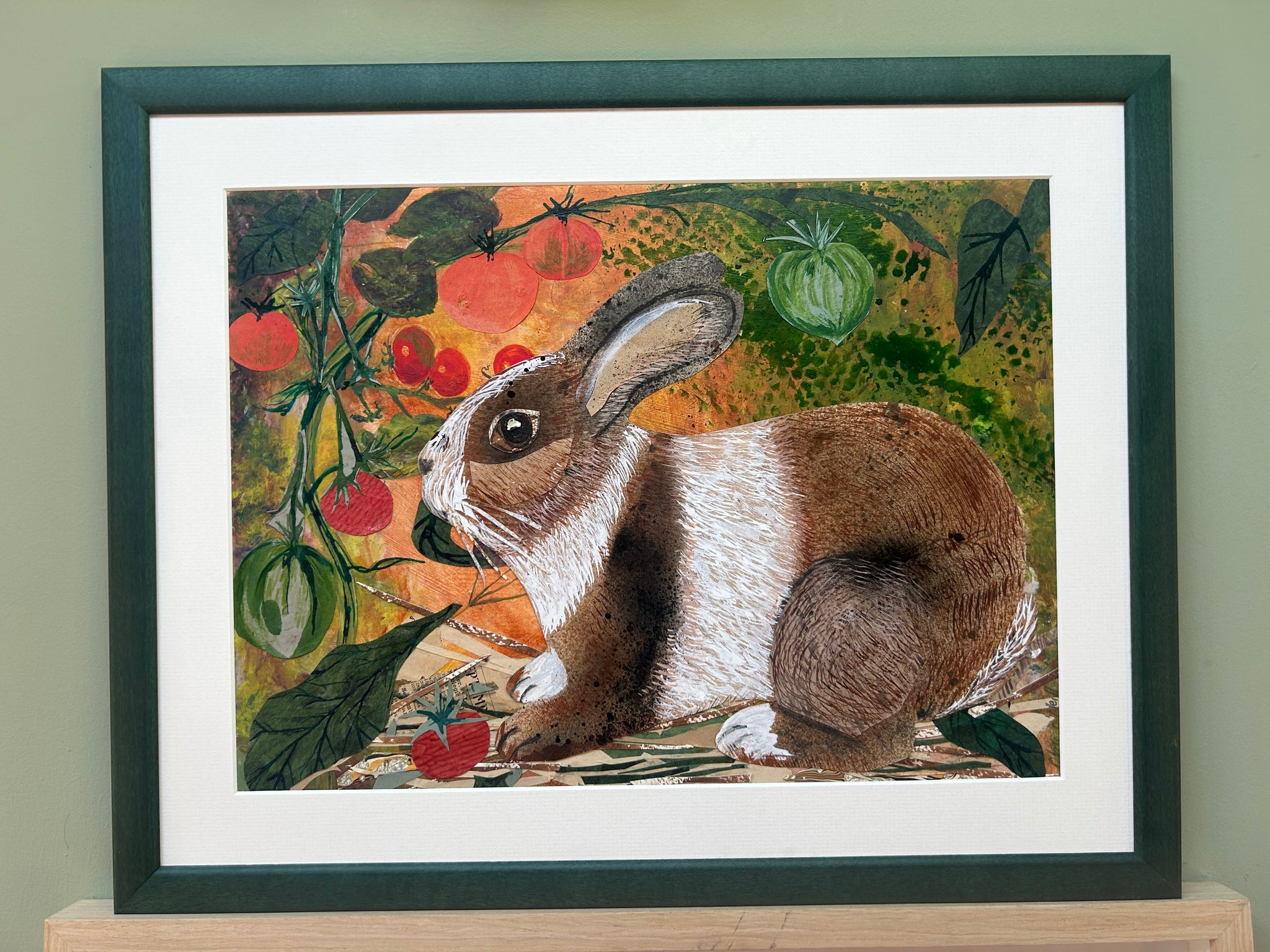 Tomato Patch - Original Mixed Media Framed Painting.