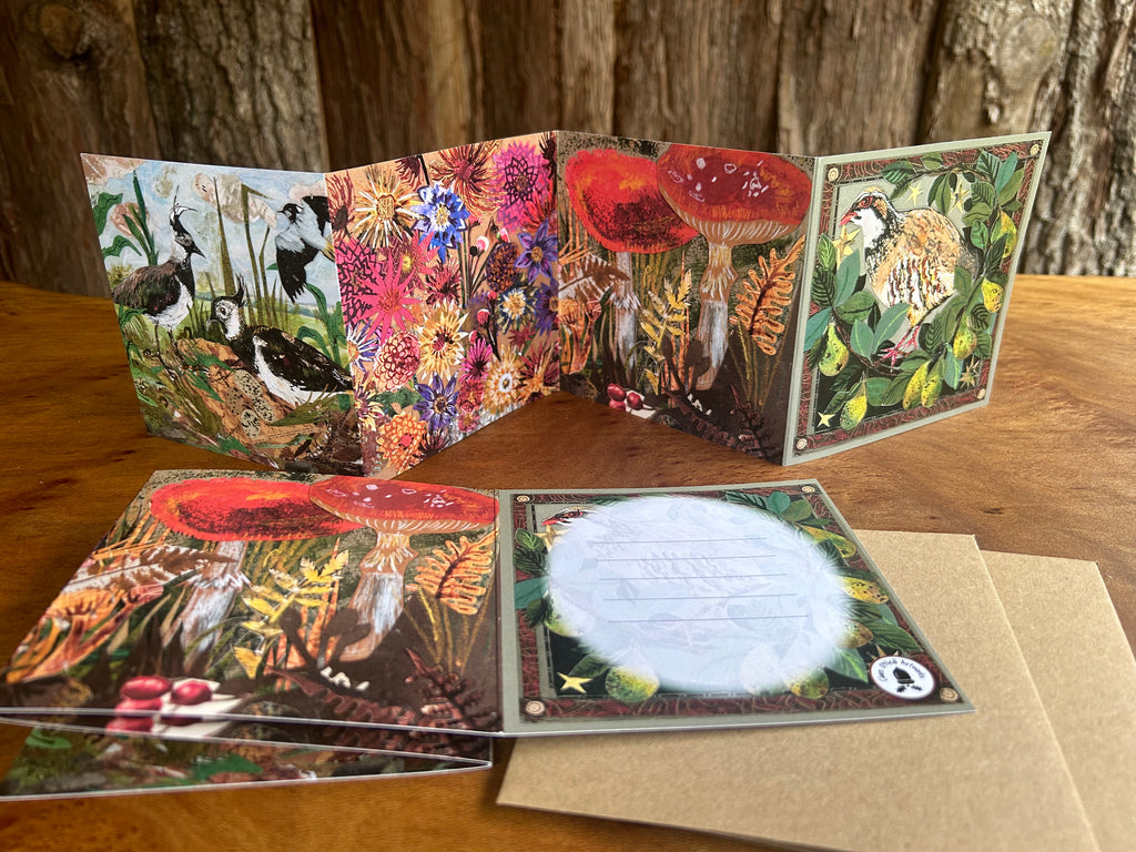 The Four Seasons Fold out concertina greeting card.