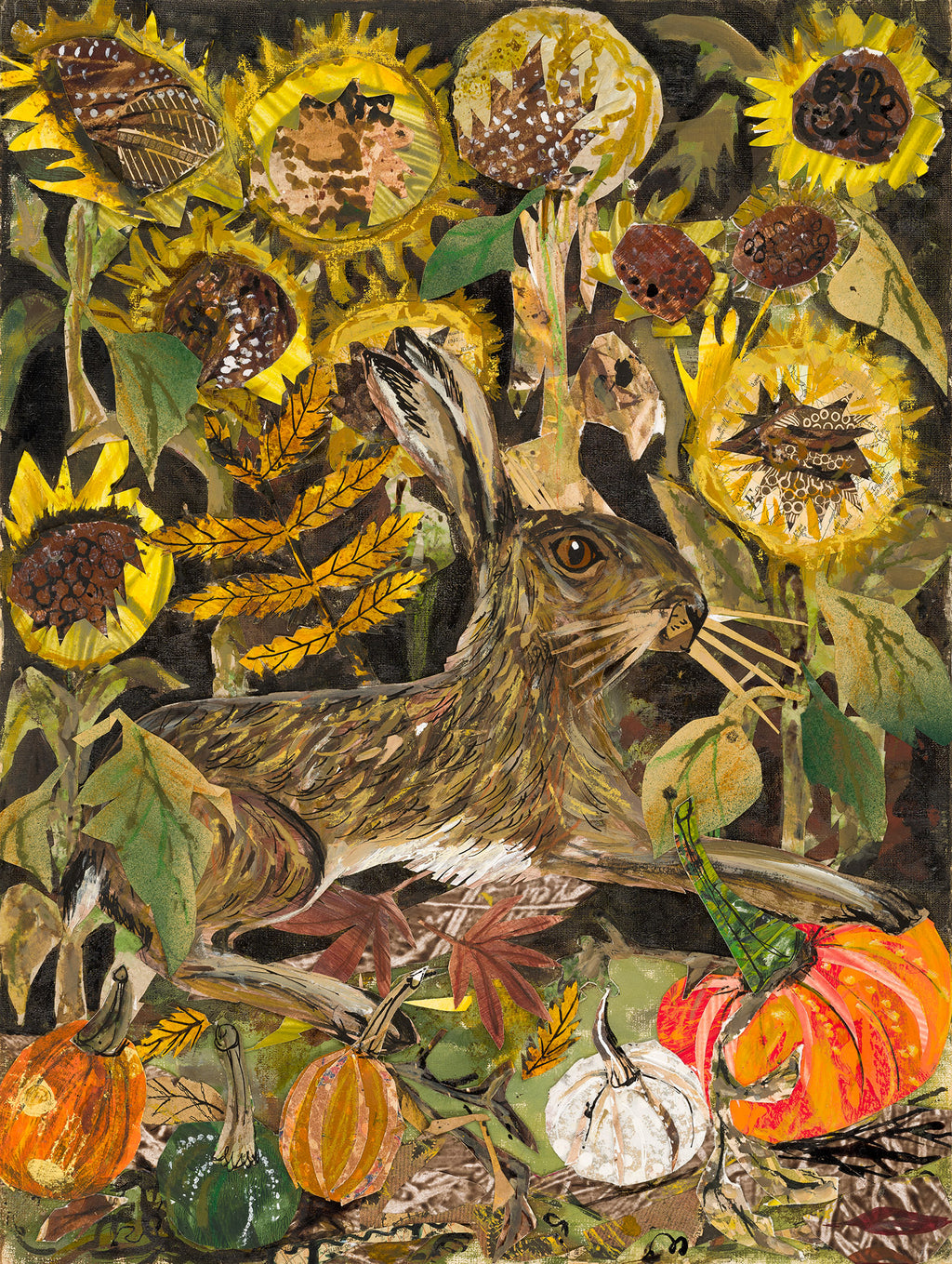 A3 Hare in Sunflowers art print