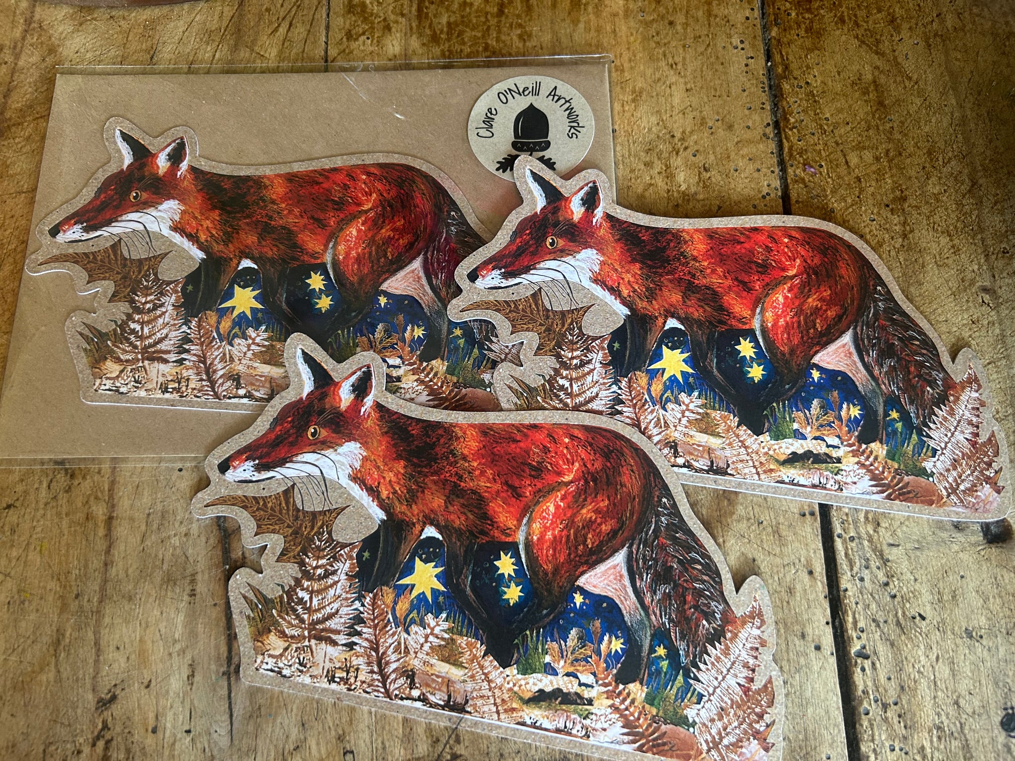 Fox & Ferns custom cut postcard