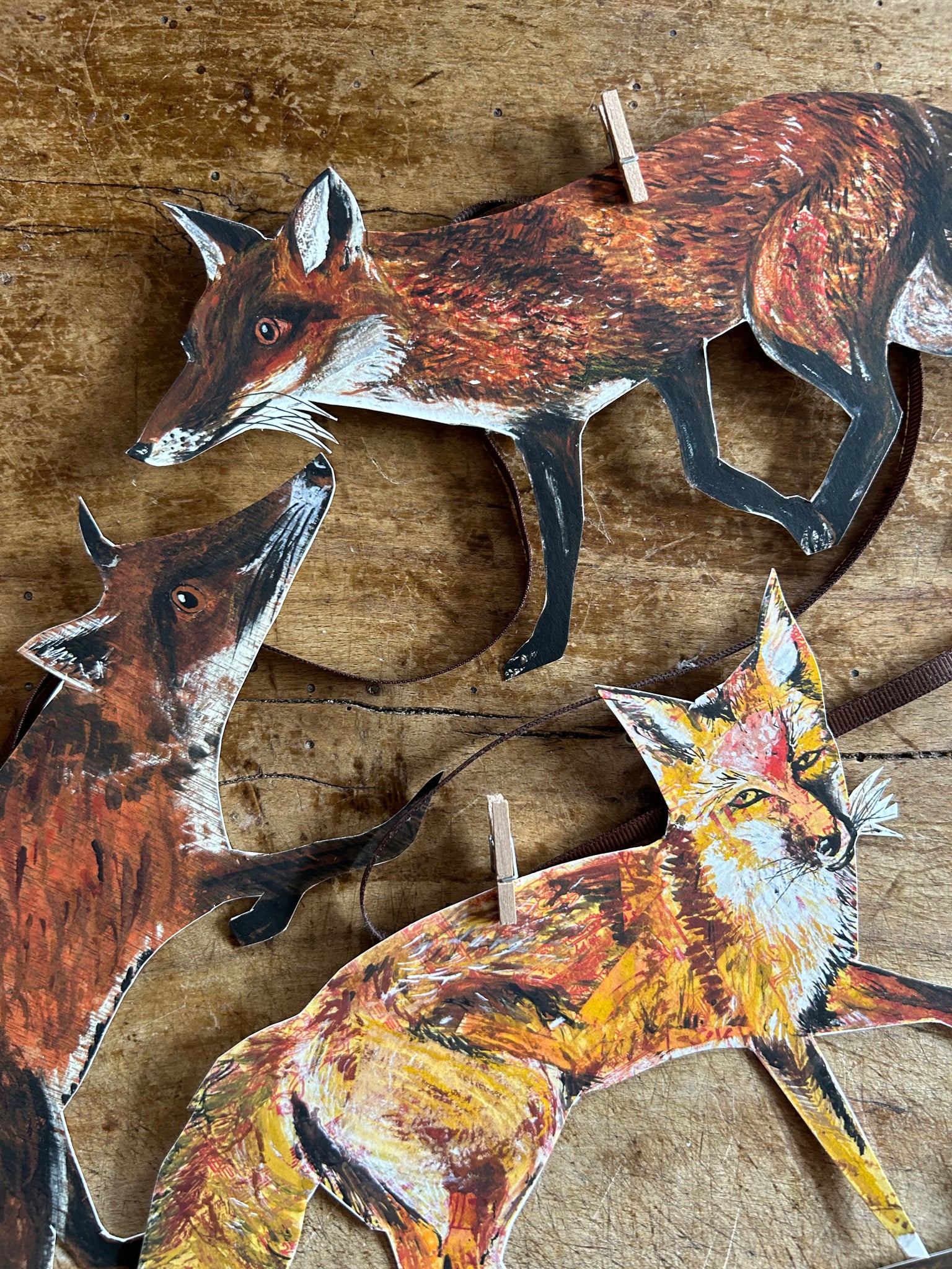 Handmade Fox fine art paper garland