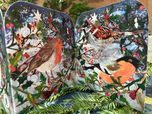 Winter Birds Fold out concertina greeting card.