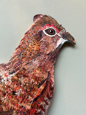 Hand painted wooden Red Grouse