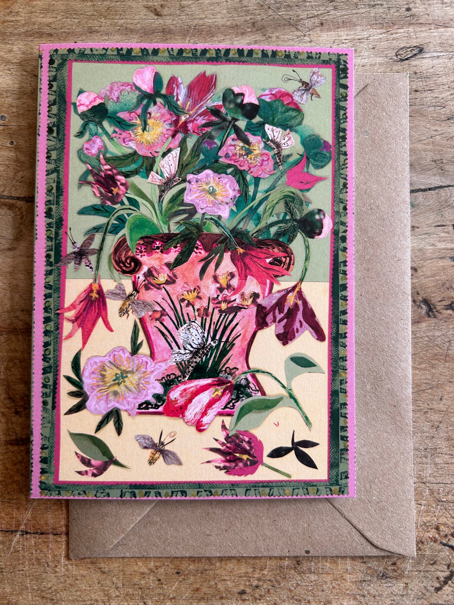 A6 Tulips and Peonies - Blank Greeting card.