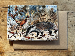 A6 Winter wildlife - Blank Greeting card.