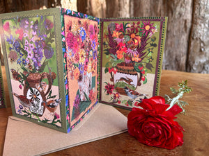 Fantastic florals Fold out concertina greeting card.