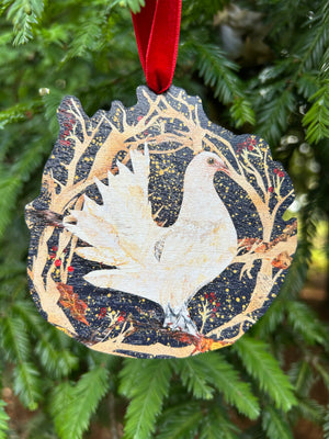 Festive dove wooden decoration