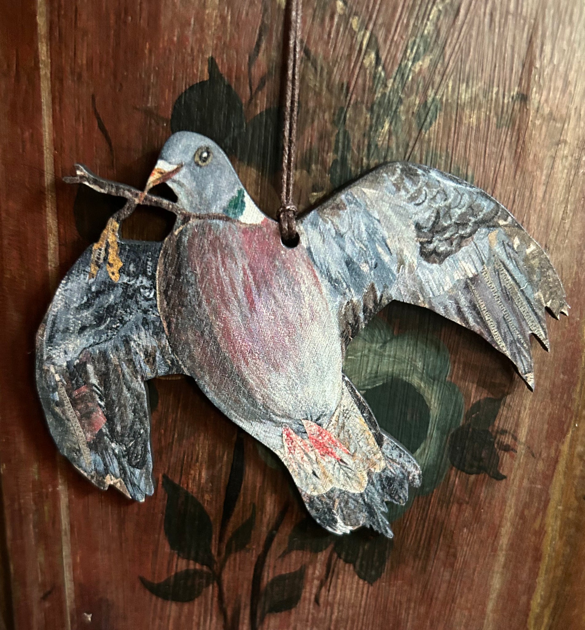 Wood Pigeon wooden decoration